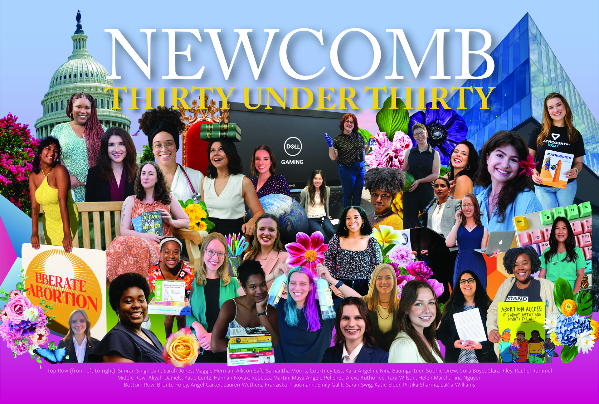 The 30 under 30 Newcomb Honorees collaged together  