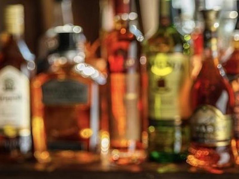 bottles of alcohol on shelf