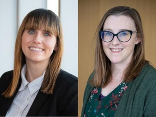 a professional image of a woman smiling is next to a professional picture of a woman with glasses smiling.