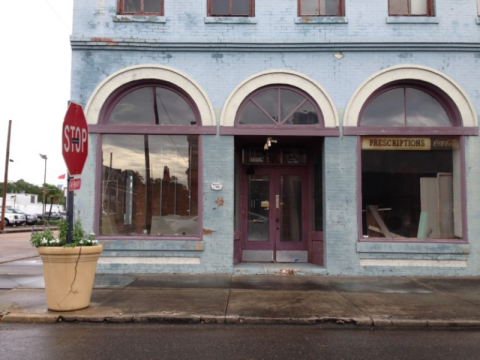 building from the semi-abandoned town center in Jennings.