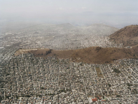 Mexico City from airplane