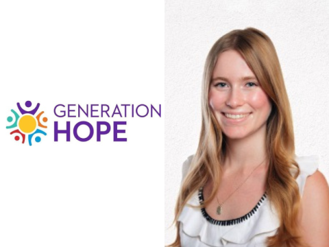 Annabelle Falconer headshot and Generation hope logo