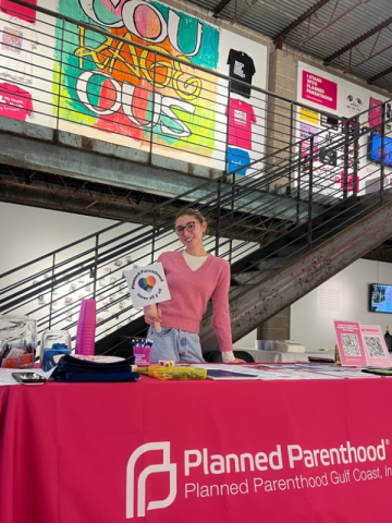 Zoe Burnett at Planned Parenthood desk
