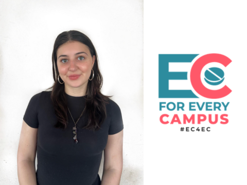 Headshot of Frances Kalpakis and logo for "For every campus"