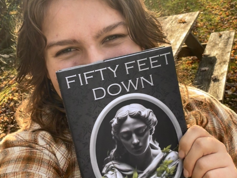 Photo of Sophie Tannen with book "Fifty Feet Down"
