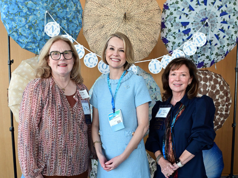 Wendy Delery Hills (NC ’75, L *78), Andi Schippert Richardson (NC ’99), & Regan (Alford) Forrester (NC ’71, SW *72) at Newcomb Alumnae Association’s 130th Anniversary Celebration in 2023.