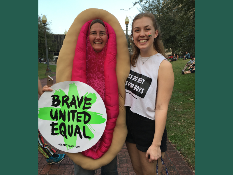  picture of me and Amy in full vagina regalia at the Women’s March New Orleans! 