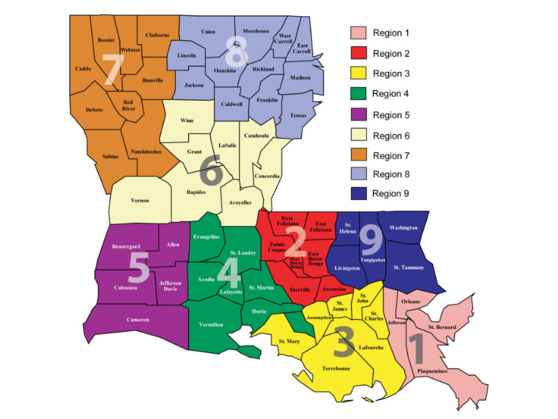 the health districts of Louisiana