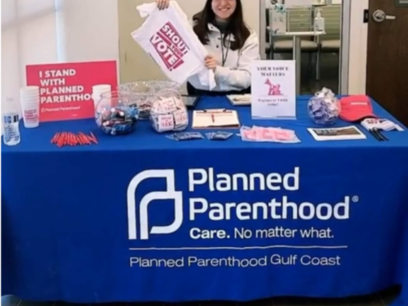 Isabelle Lian at Planned Parenthood booth