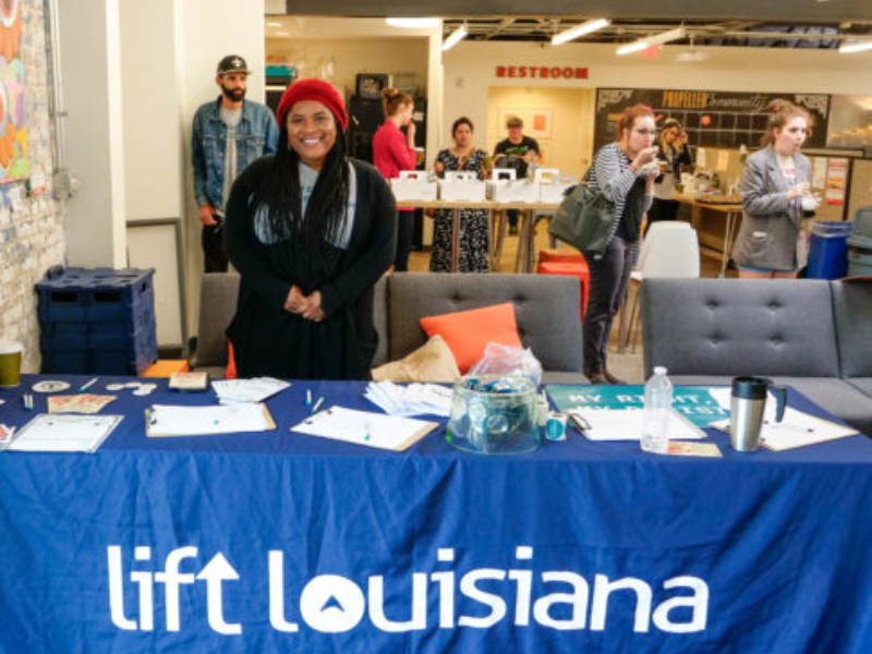 student at lift Louisiana booth