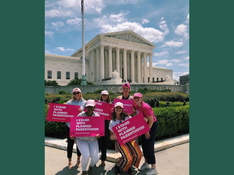 Students in front of capital building for planned parenthood