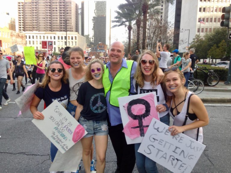 student some friends at the Women’s March with the undergraduate dean of public health at Tulane, Chris Lane. (I’m on the left!)