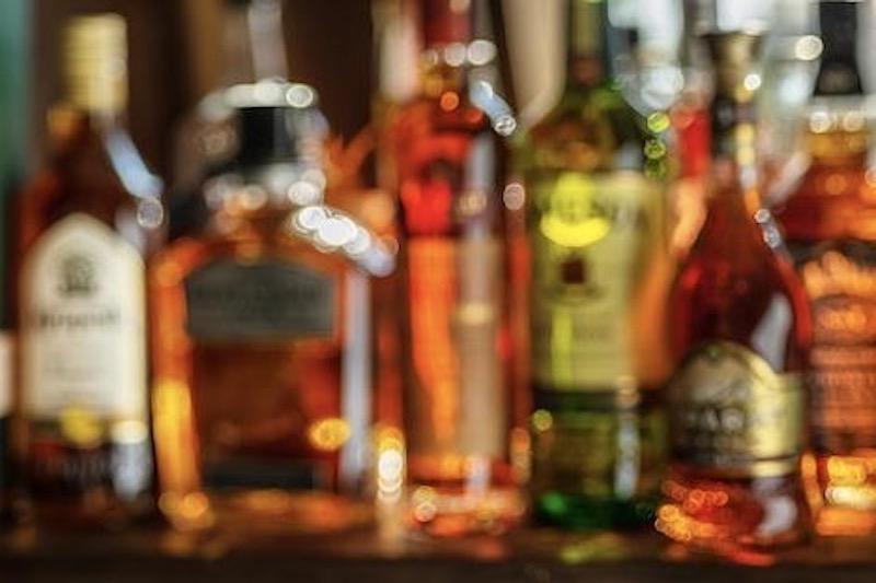 bottles of alcohol on shelf
